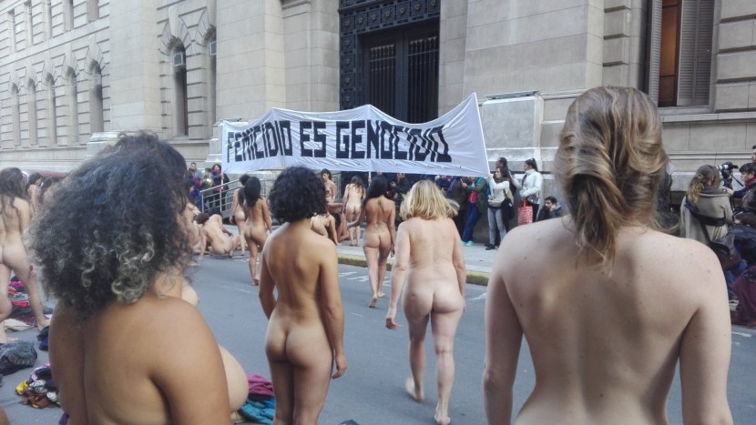 Naked women protest