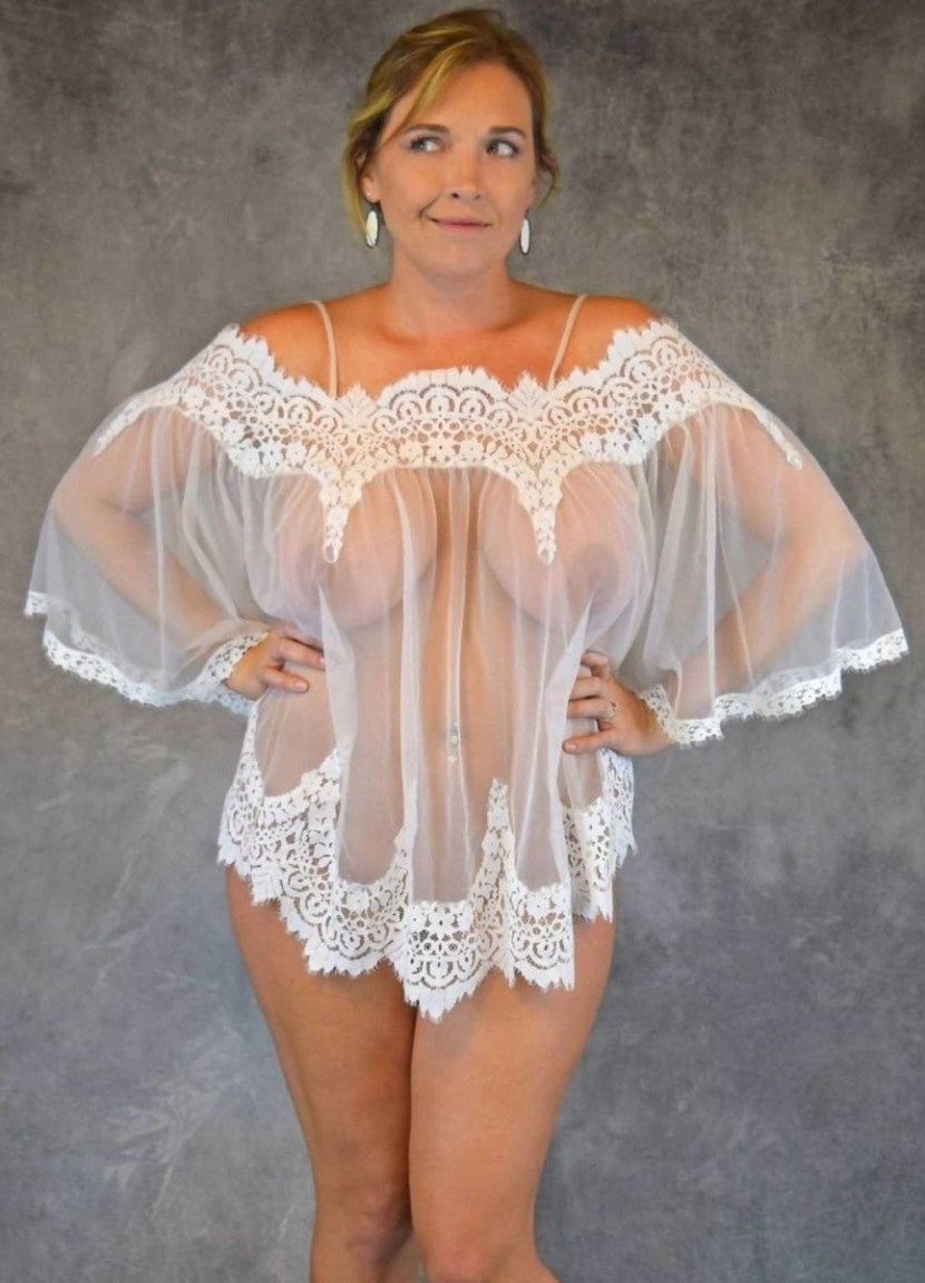 Older ladies in transparent linen