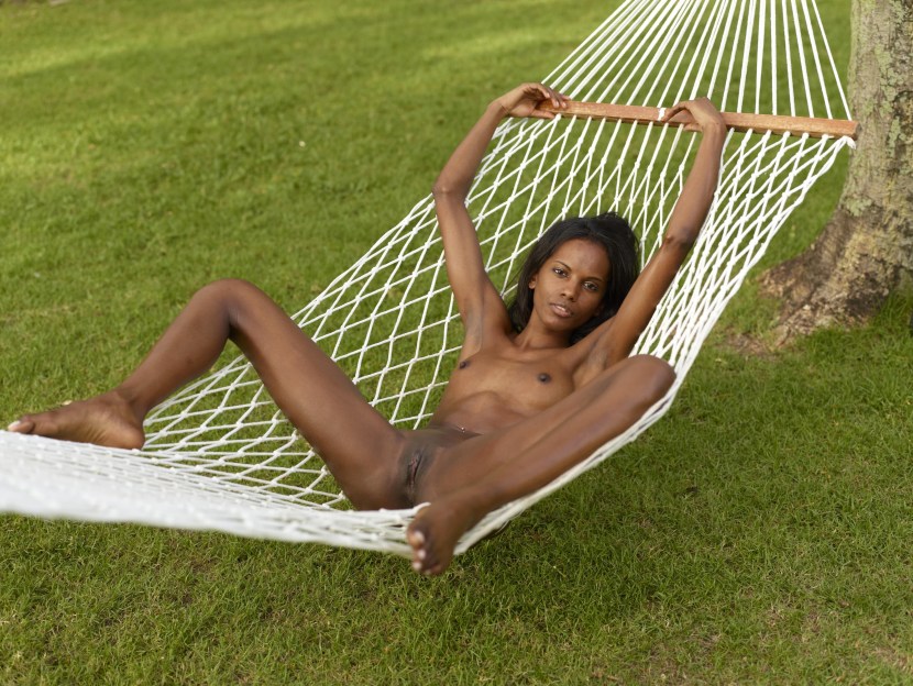 African naked in hammock
