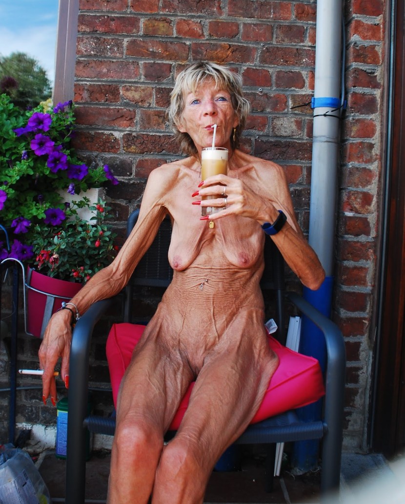 Naked thin elderly women