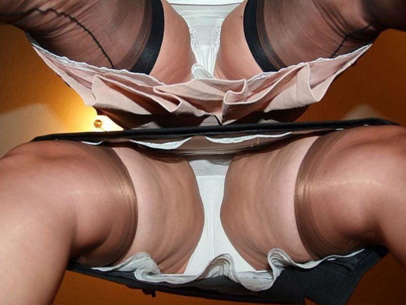 Ladies in pantyhose without panties