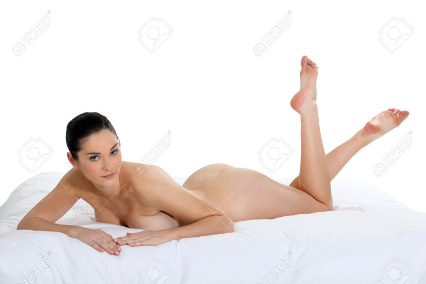 The girl lies on the stomach nude
