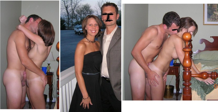 Husband in clothes Naked wife with a friend