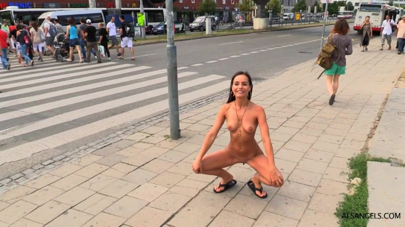 Naked women in front of the public