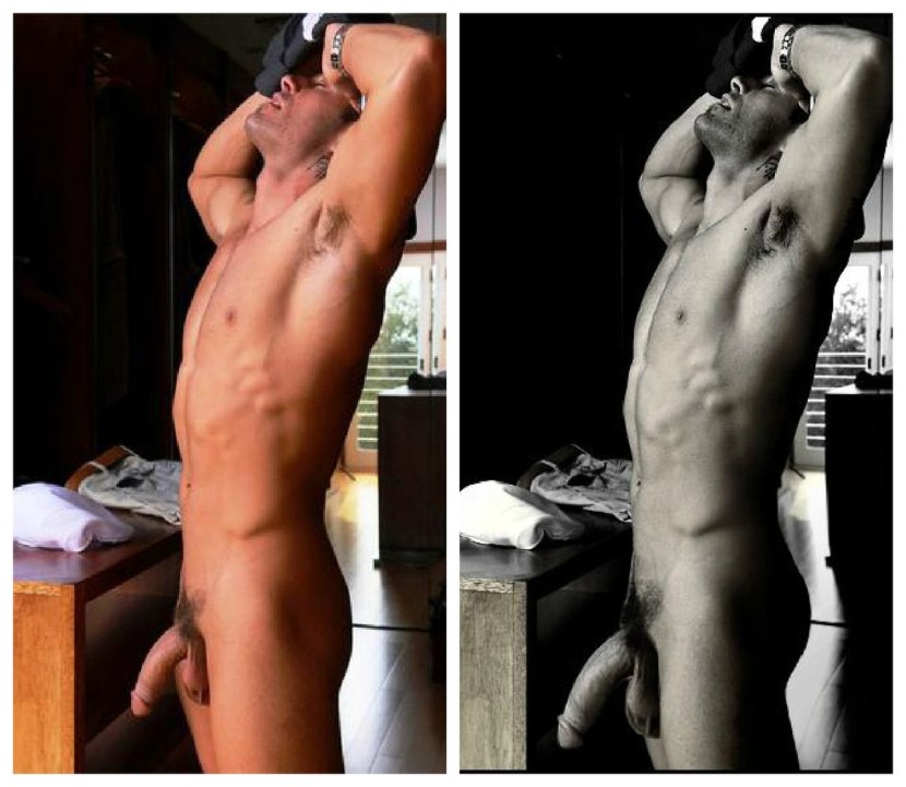 Naked man in a calm state