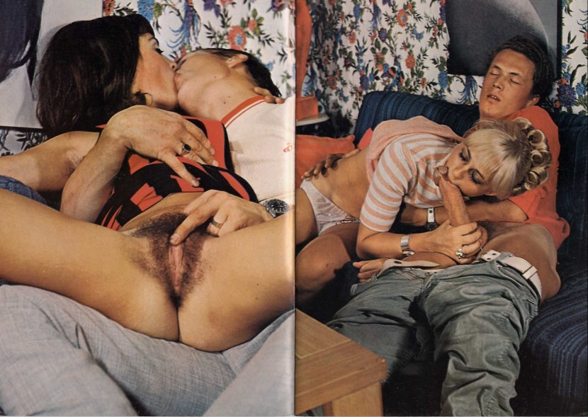 Retro pornography woman and boy