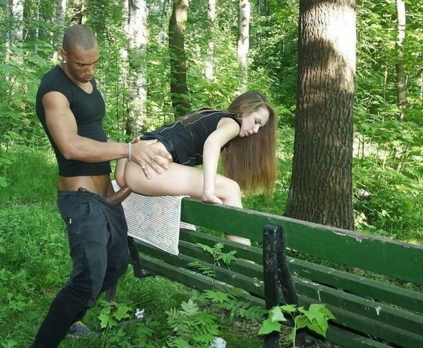 Anal on a bench in the park