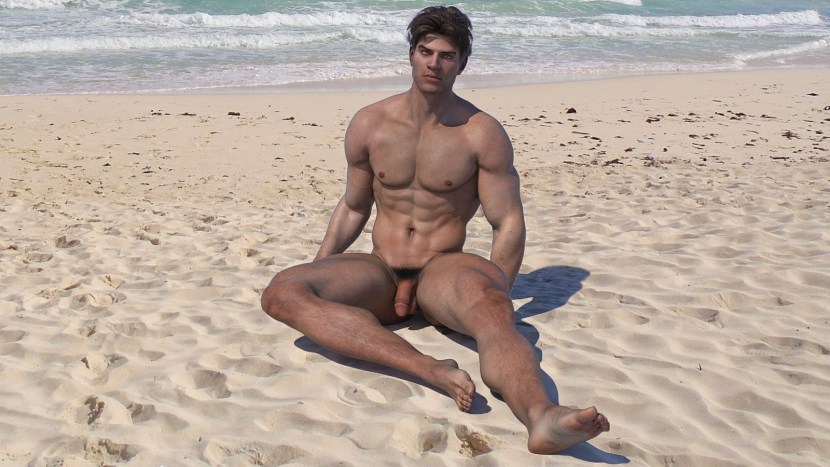 Beautiful naked guys on the beach