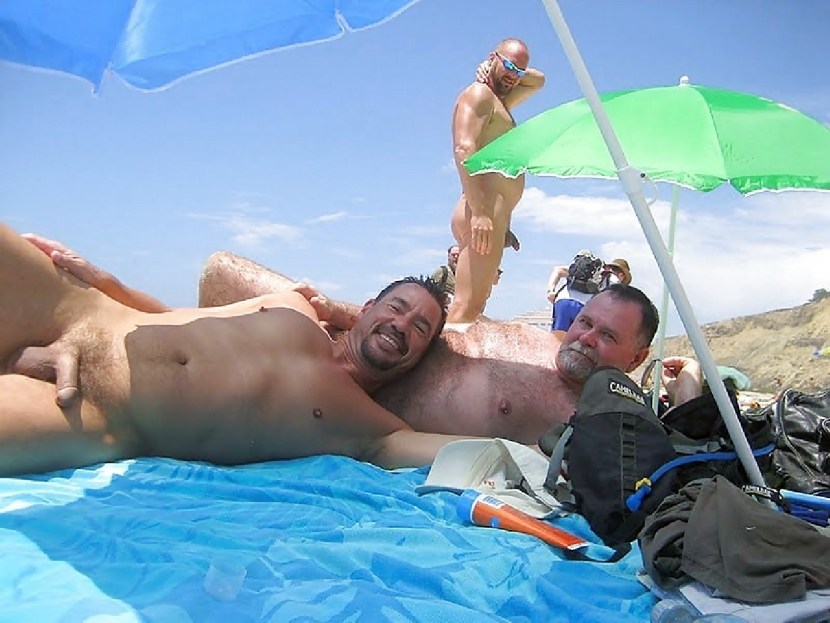 Naked Dad Hard Sitting On Nudist Beach Samd
