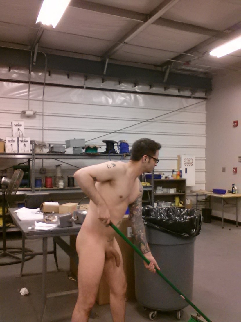 Naked men at work