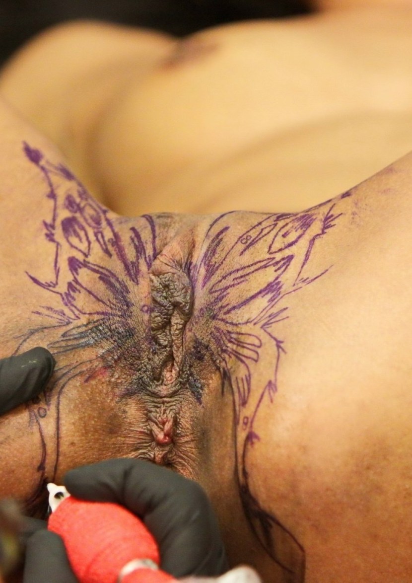 Intimate tattoos on the vagina