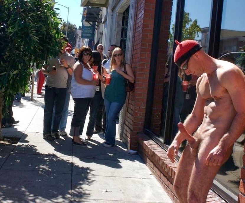 Exhibitionists of a man on the street