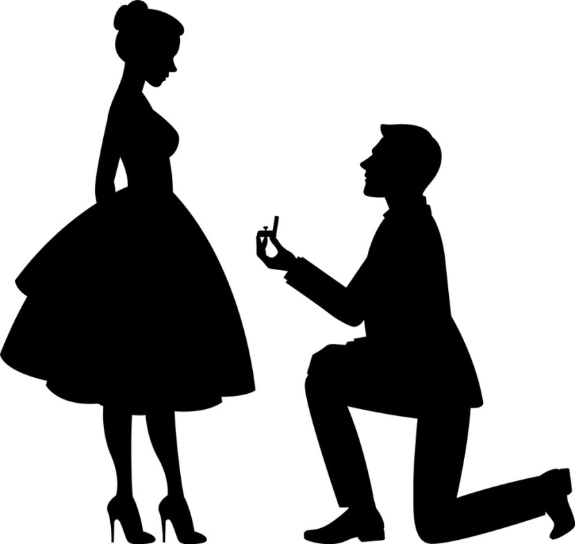 Silhouette of a marriage proposal