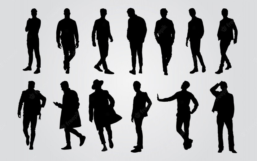 The silhouette of a thin person