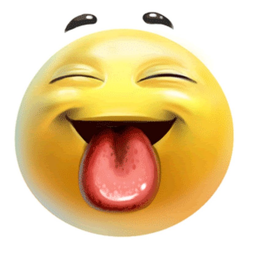 Smiley shows the tongue