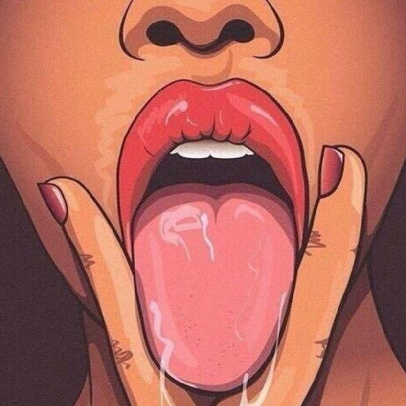The tongue between the fingers