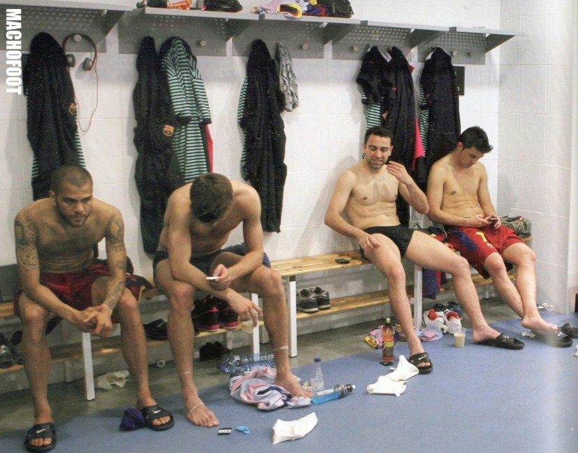 In the locker room after training