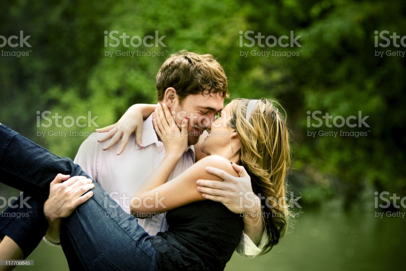 Happy girl holds in her hand