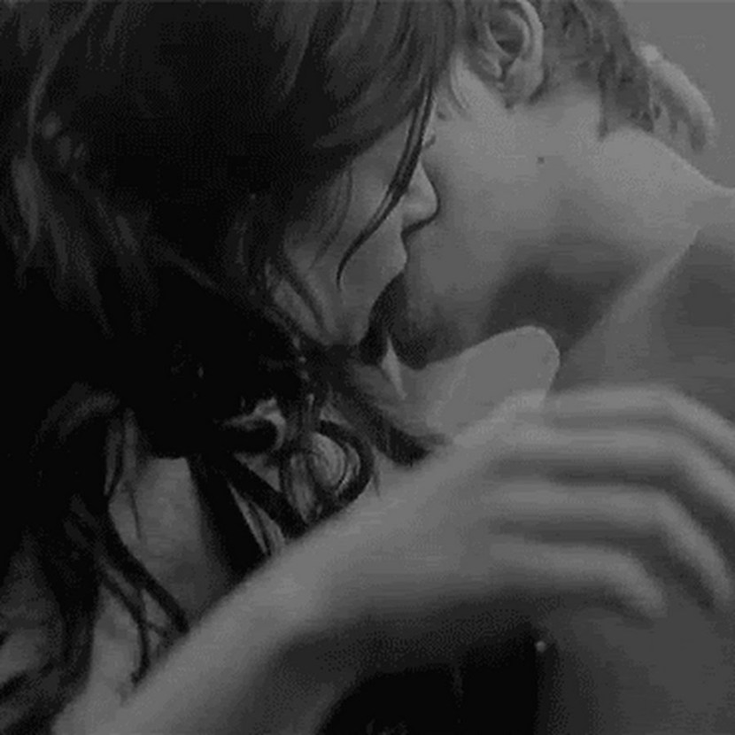 A passionate kiss