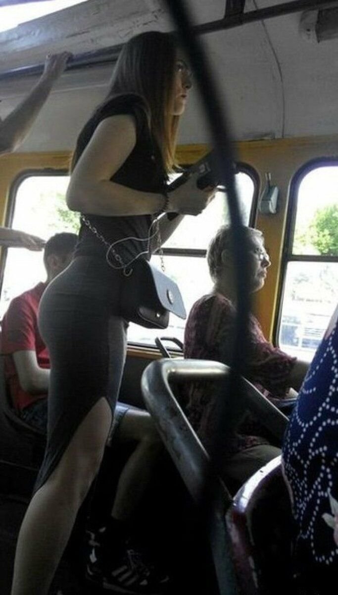 Beautiful girls in public transport