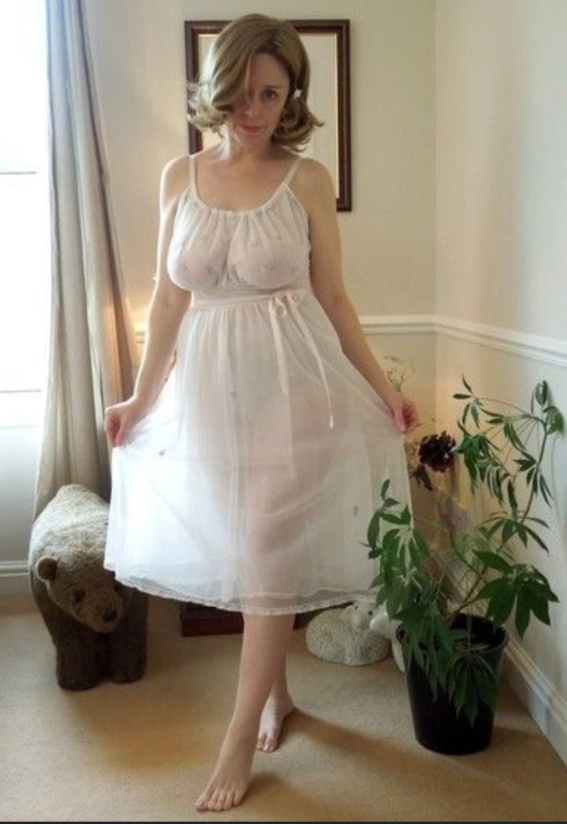 Mature in a transparent nightie