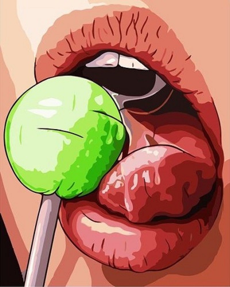 Girl with Chupa Chups in her mouth