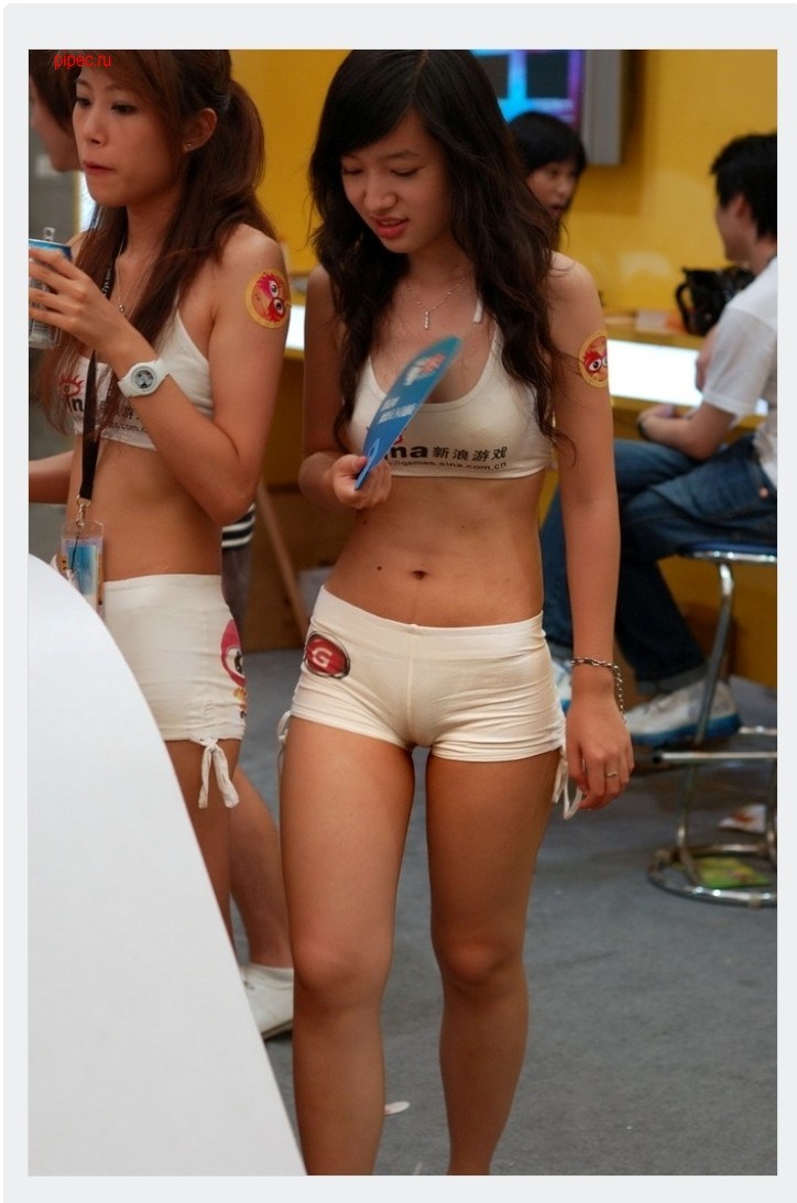 Asian in micro shorts