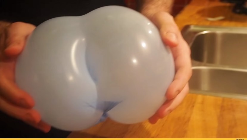 Vagina from an inflatable glove