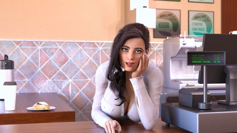 Photo shoot on the background of tall buildings