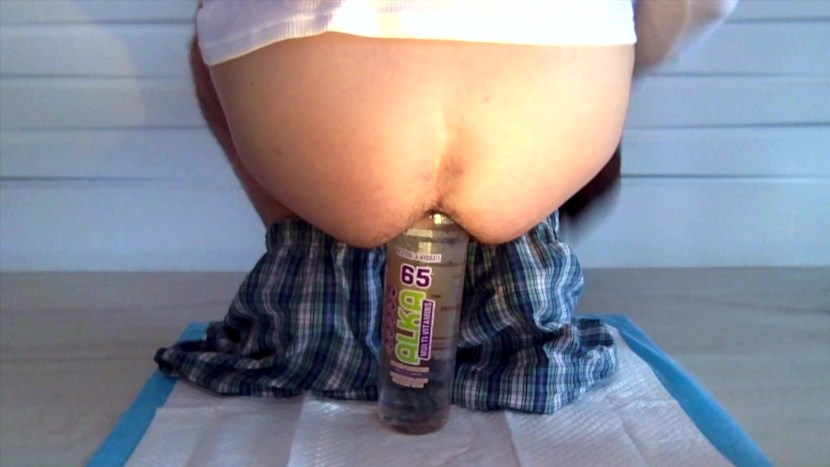 Champagne bottle in anal