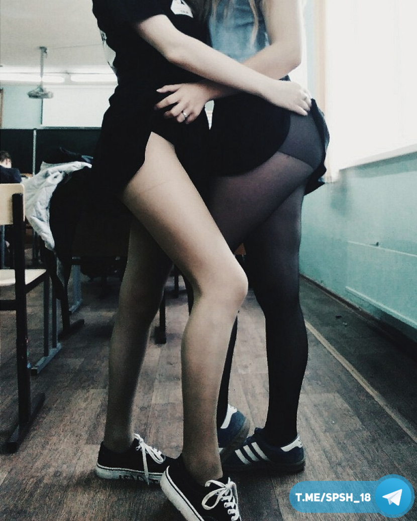 Modern schoolgirls in stockings