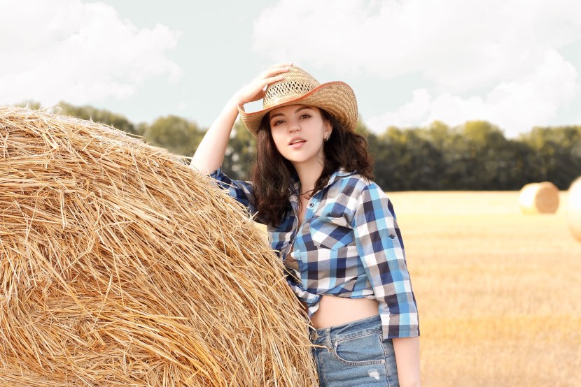Haystack girl in a hat