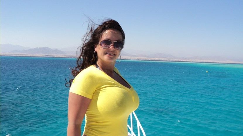 Natalya Varley in a swimsuit of the Caucasian captive