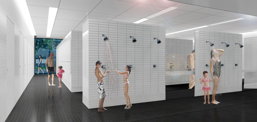 Women's shower in the pool