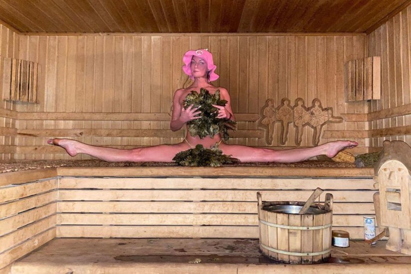 Bathing in the fountain naked