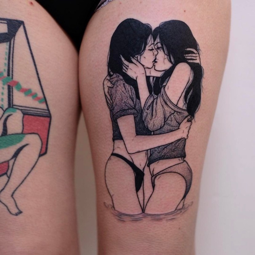 Two girls with tattoos