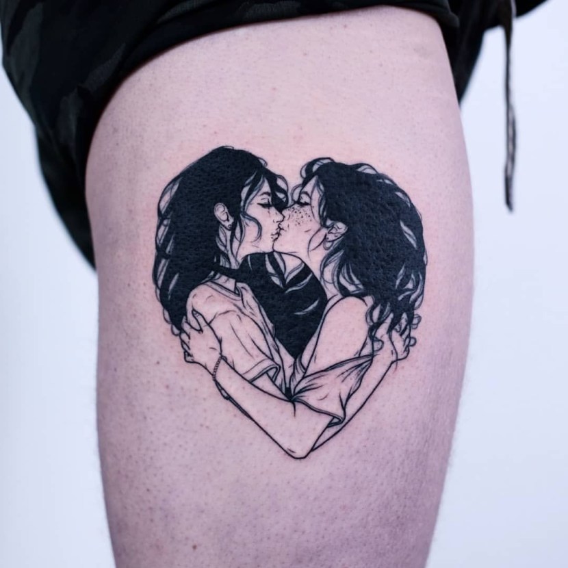 Tattoo kiss for a girl