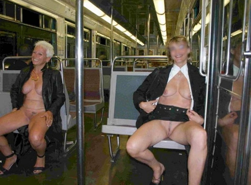 Naked mature women in transport