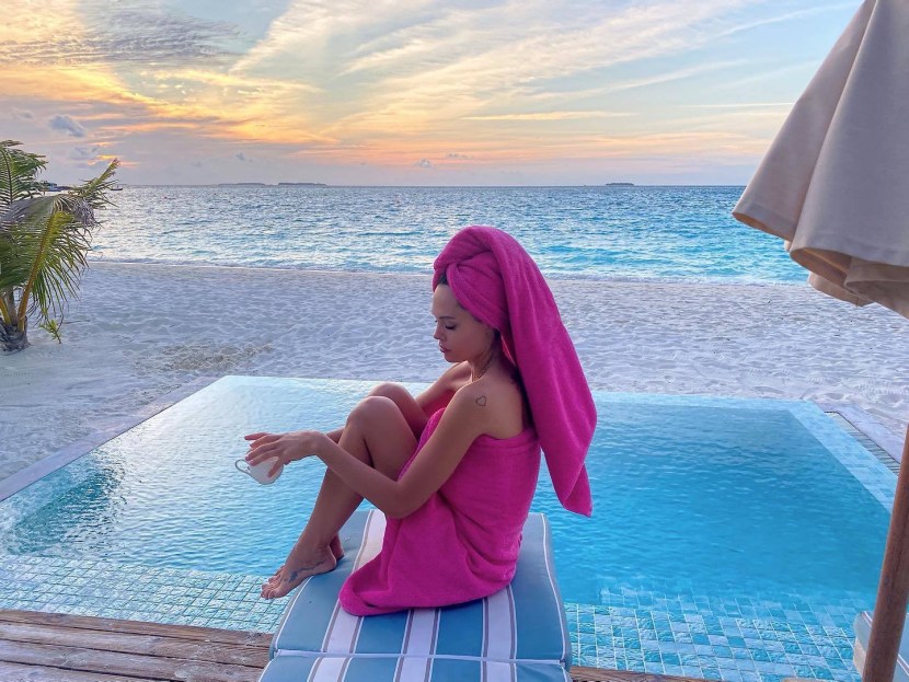 Actress Maria Gorban in a swimsuit