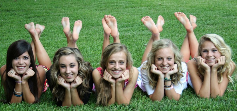 The legs of the group of girls