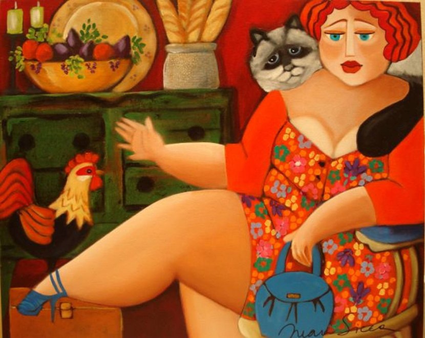 The character is female fat