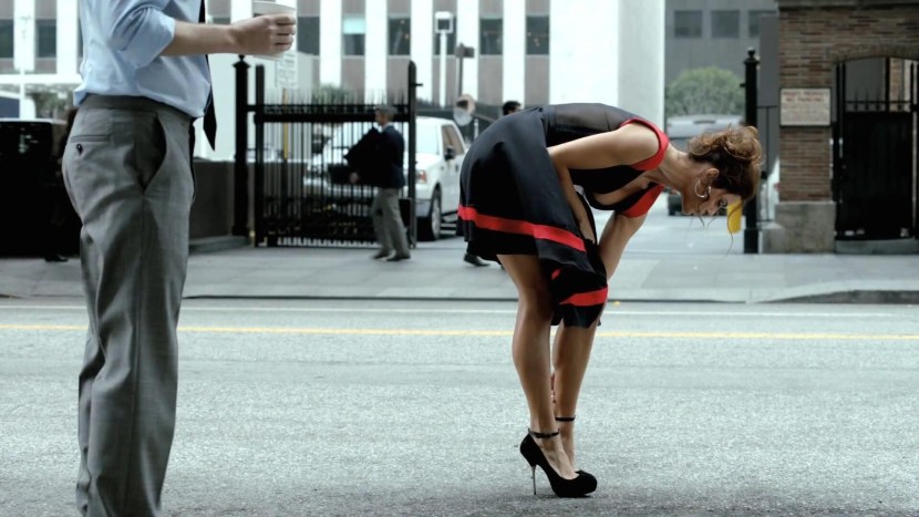 The woman leaned forward