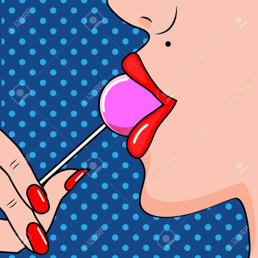 Pop art girl with candy