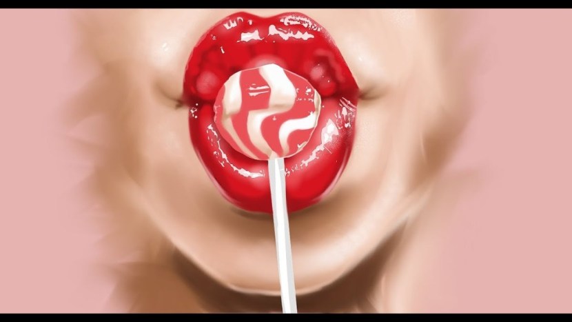 Lips with a candy