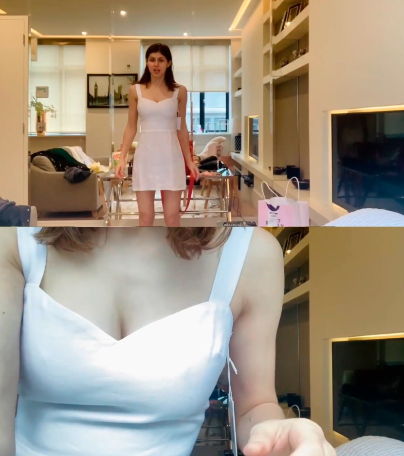 Alexandra Daddario in a white dress