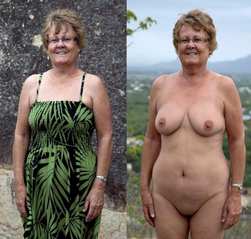 Separate naked old women