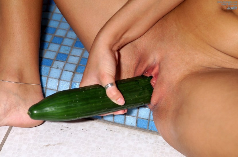 Masturbation of a cucumber close -up