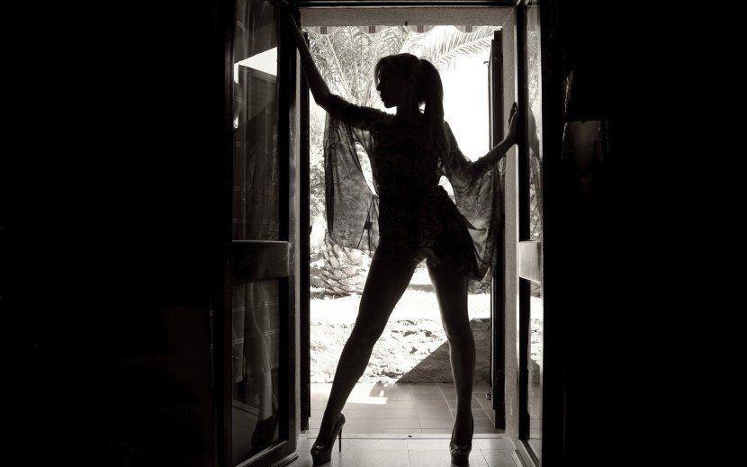 Women's leg in the door