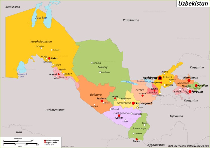 Karakalpakia on the map of Uzbekistan