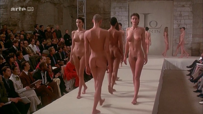 Naked fashion models on the catwalk
